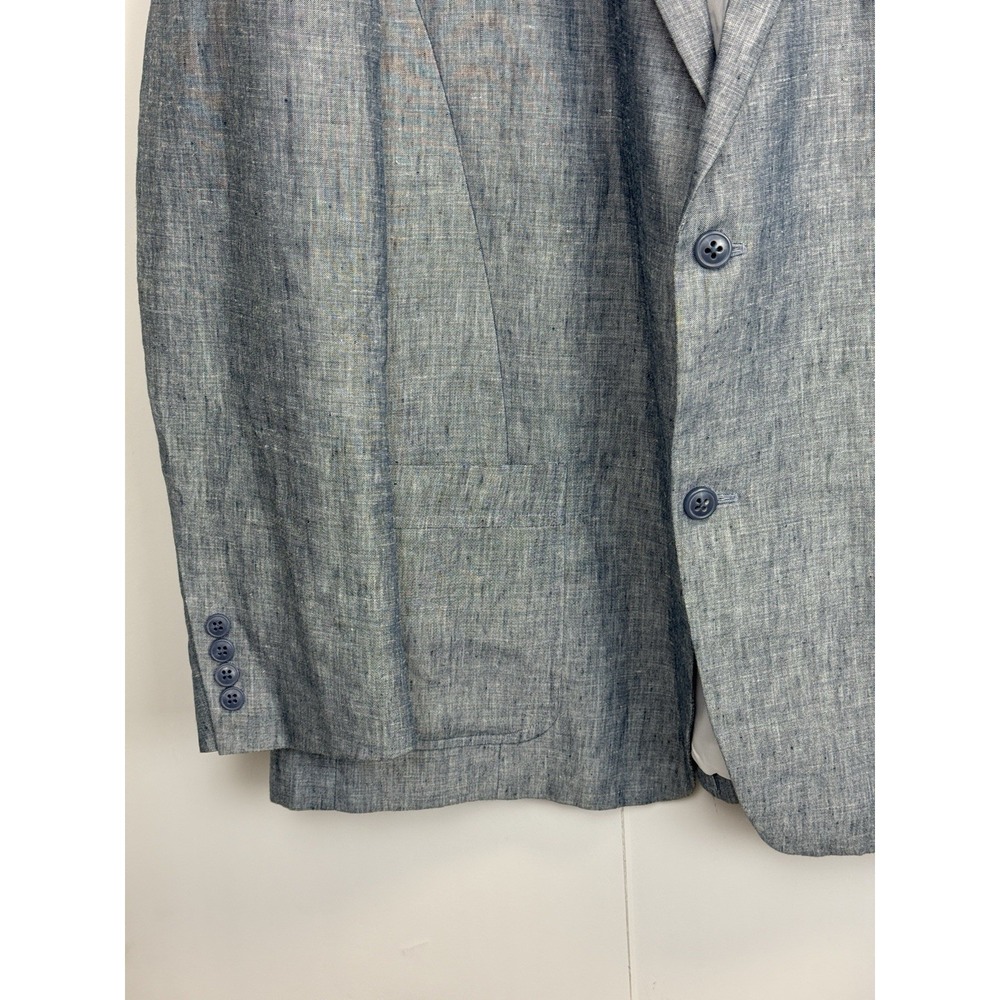 INC International Concepts Slim Fit Linen Blend Blue Suit Blazer Sport Coat XXL - Picture 4 of 8